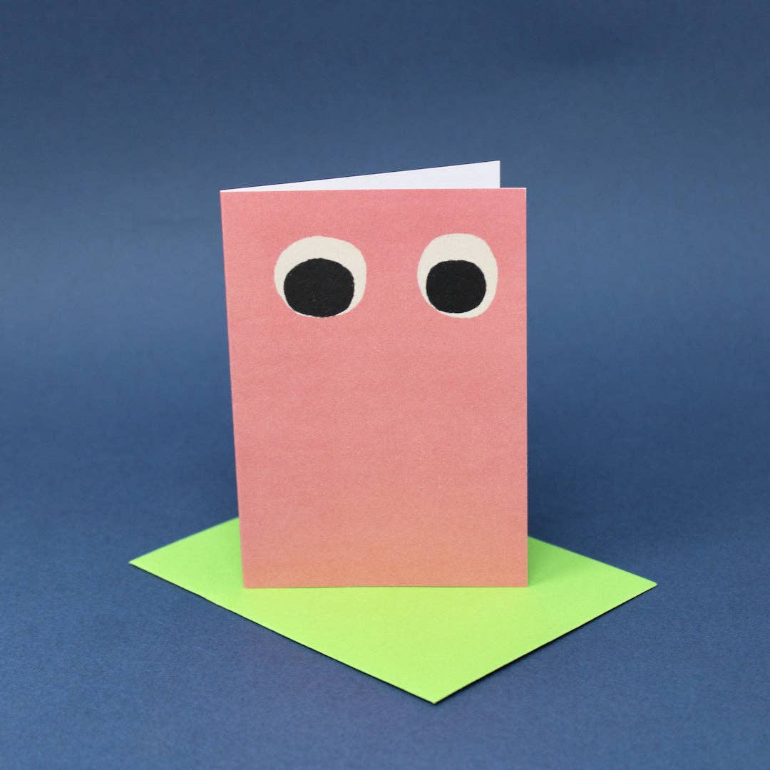 Googly Eye Mini Card: Pale Pink