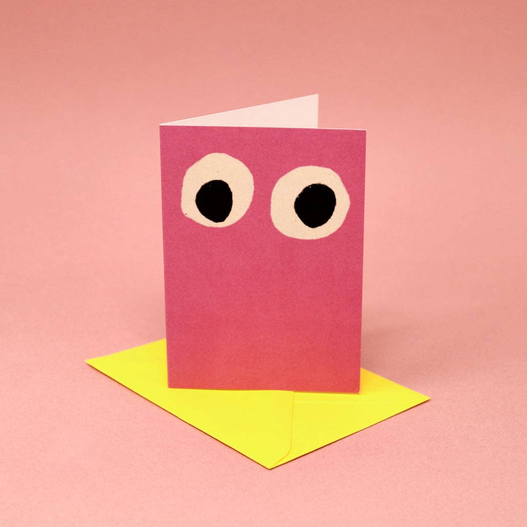 Googly Eye Mini Card: Pale Pink